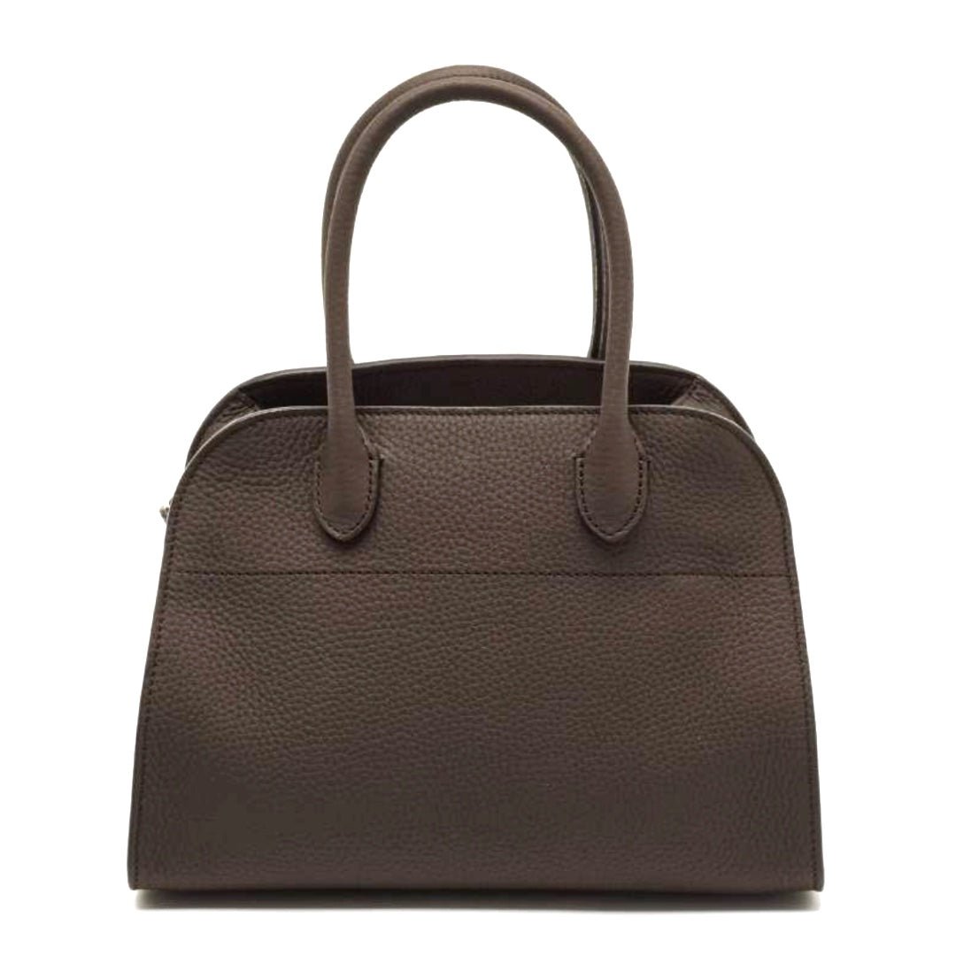 The Row Soft Margaux 10 Bag in Deep Brown Grained Calfskin